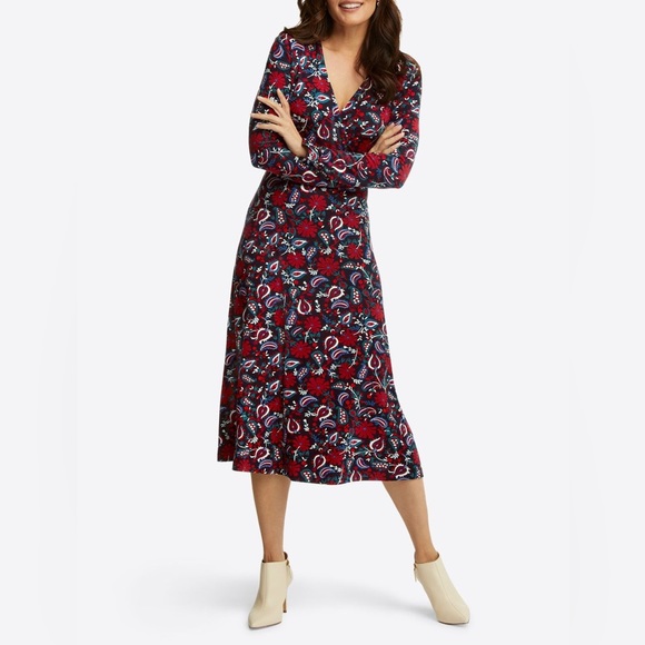 DRAPER JAMES Paisley Faux Wrap Knit Dress - Picture 12 of 12